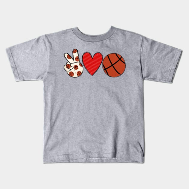 Peace Love Basketball Kids T-Shirt by CuteCoCustom